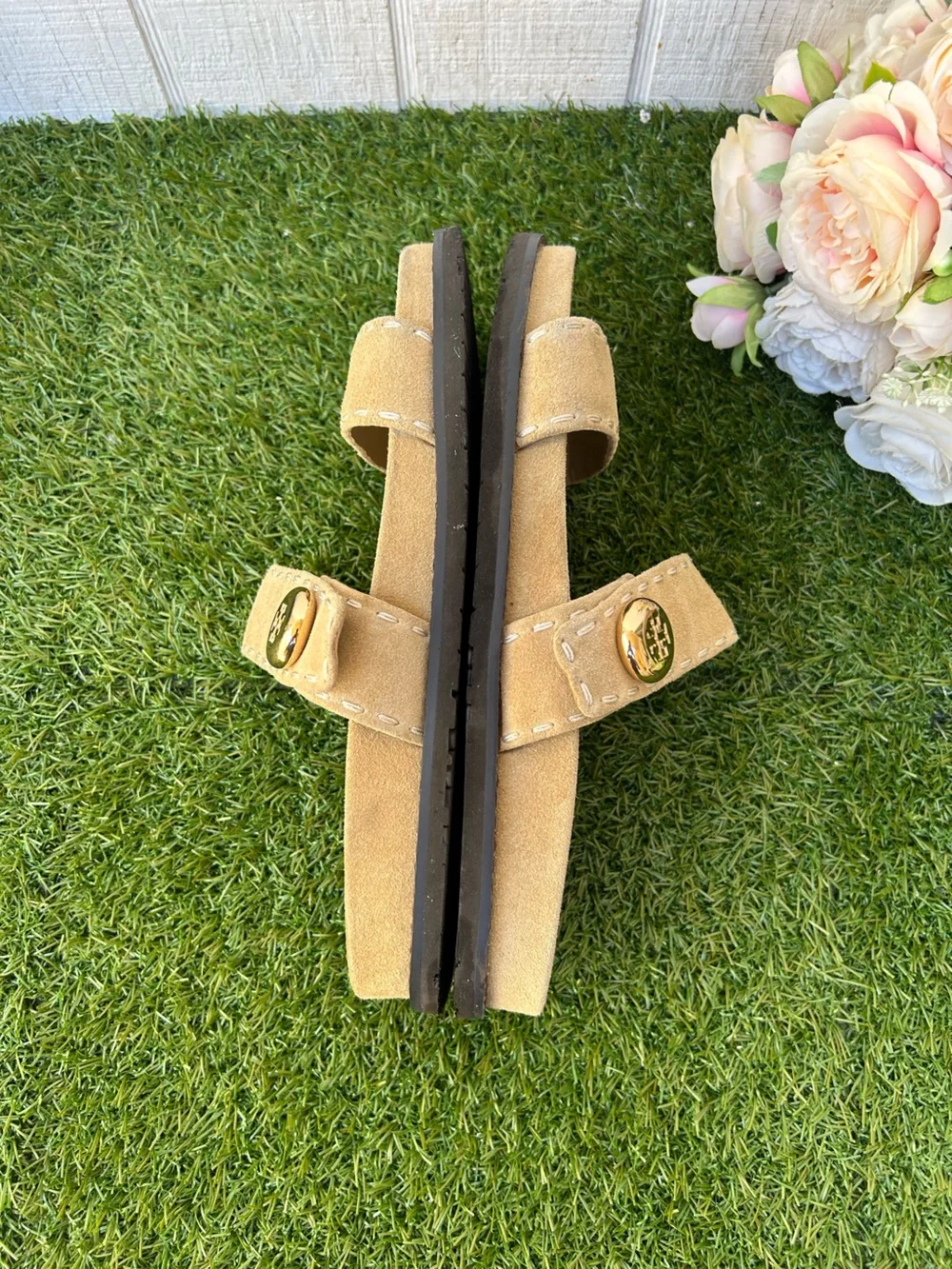 Tory Burch ROMY SPORT SLIDE $275 women size 9.5 gently used Color: Butterscotch